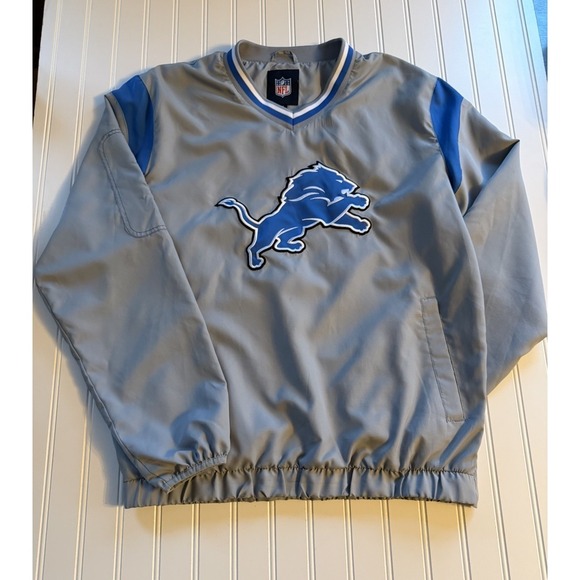 Other - NFL Detroit Lions Windbreaker Pullover Mens L Gray Blue Logo Jacket